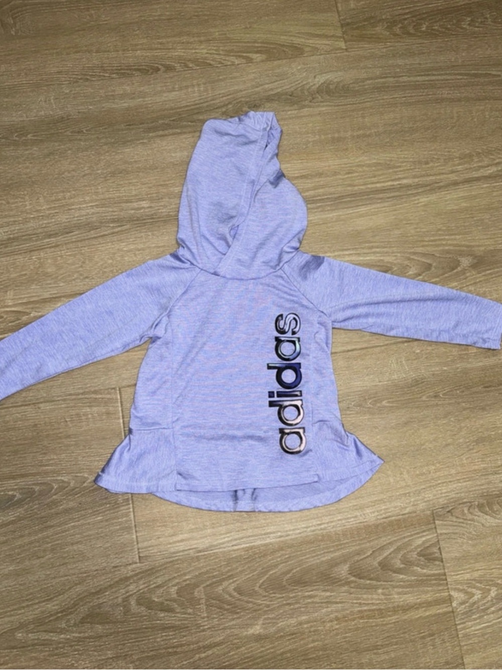 adidas Girls' Light Purple Hooded Sweatshirt with Vertical Logo